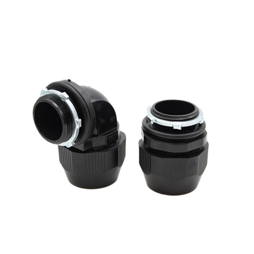 Liquid-tight Connectors, Available in Straight, 45°, and 90° angles.